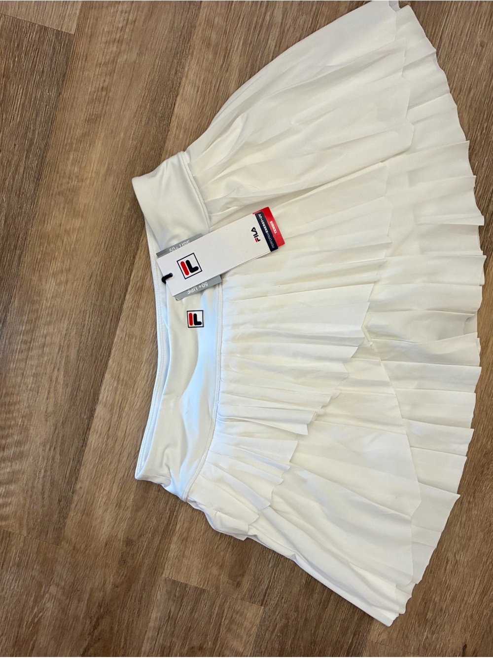 FILA White Pleated Tennis Skirt with Logo Tag